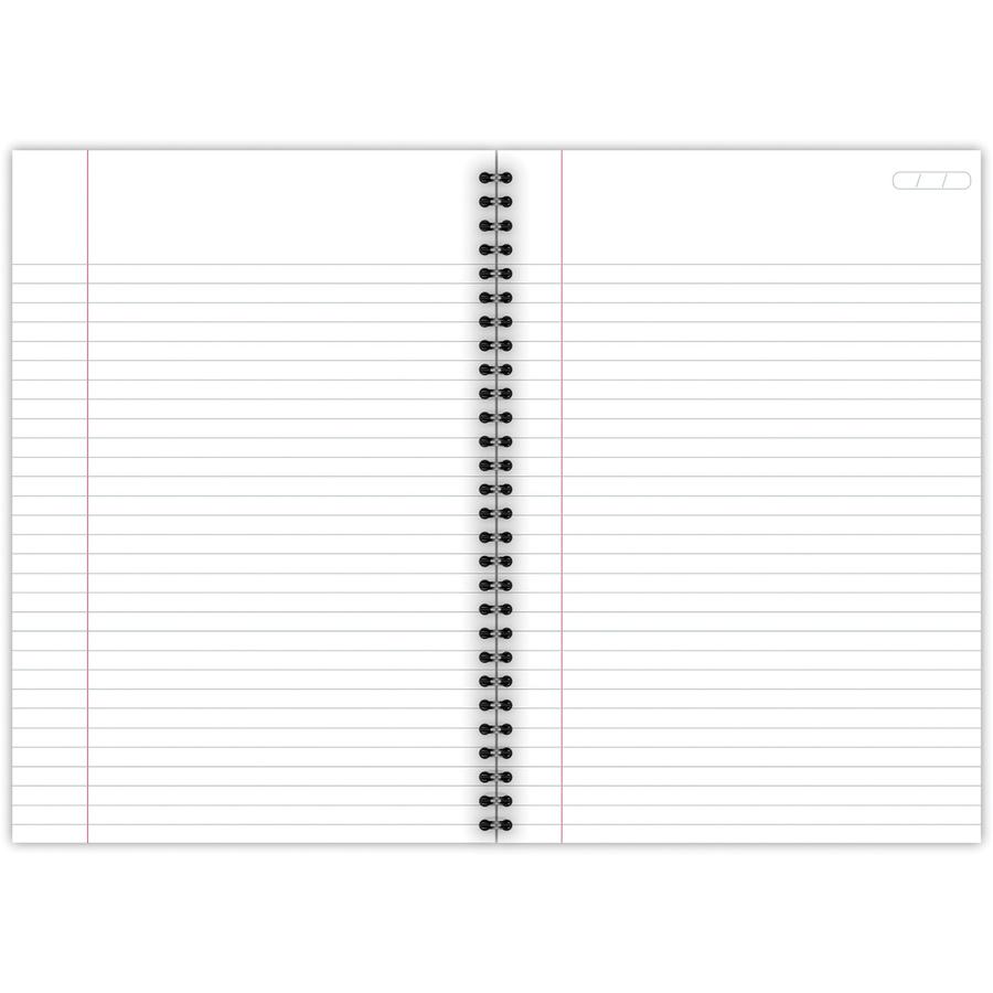 Mead Legal Business Notebook - 80 Sheets - Wire Bound - 0.28" Ruled - 20 lb Basis Weight - 6" x 9 1/2" - Black Paper - Black Cover - Linen Cover - Pocket, Tab, Subject, Perforated, Flexible Cover - 1 . Picture 4