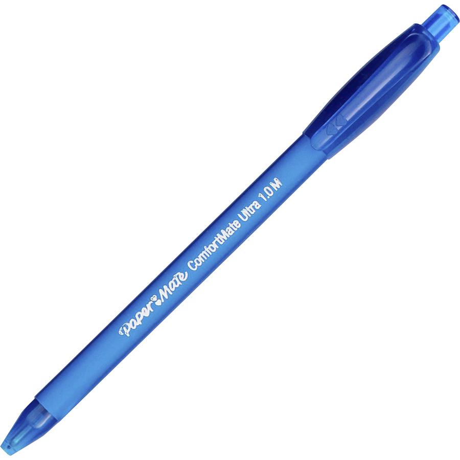 Paper Mate Comfort Mate Retractable Pens - Medium Pen Point - Retractable - Blue - Rubber Barrel - 1 Dozen. Picture 2