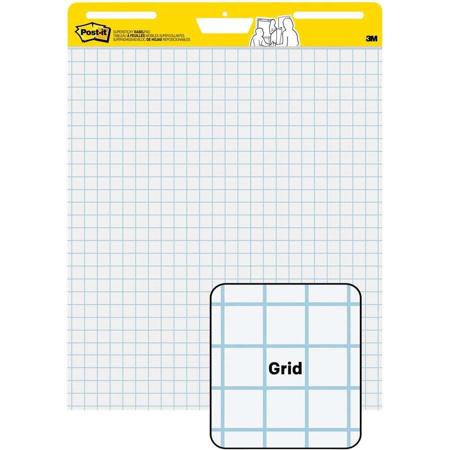 Post-it&reg; Self-Stick Easel Pad Value Pack with Faint Grid - 30 Sheets - Stapled - Feint - Blue Margin - 18.50 lb Basis Weight - 25" x 30" - White Paper - Self-adhesive, Bleed-free, Perforated, Repo. Picture 4