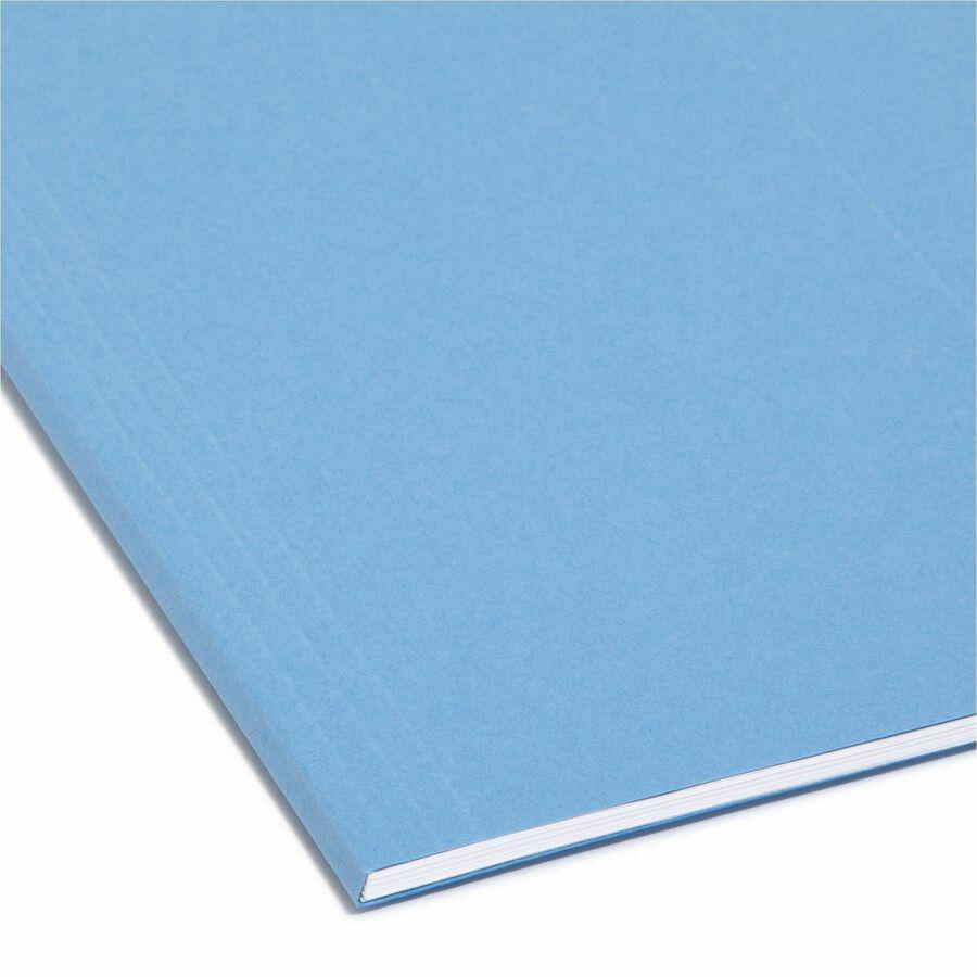 Smead FasTab 1/3 Tab Cut Letter Recycled Hanging Folder - 8 1/2" x 11" - Top Tab Location - Assorted Position Tab Position - Blue - 10% Recycled - 20 / Box. Picture 2
