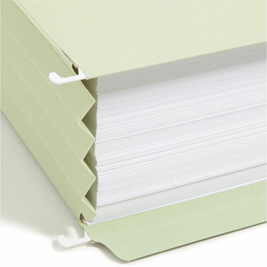 Smead FasTab 1/3 Tab Cut Letter Recycled Hanging Folder - 8 1/2" x 11" - 3 1/2" Expansion - Top Tab Location - Assorted Position Tab Position - Moss - 10% Recycled - 9 / Box. Picture 2