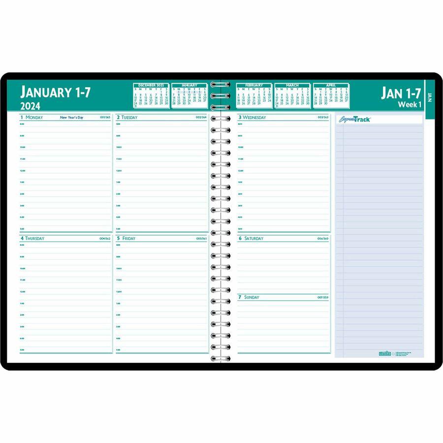 House of Doolittle Express Track Weekly/Monthly Calendar Planner - Julian Dates - Weekly, Monthly - 13 Month - January 2024 - January 2025 - 8:00 AM to 5:00 PM - Hourly - 1 Week, 1 Month Double Page L. Picture 2
