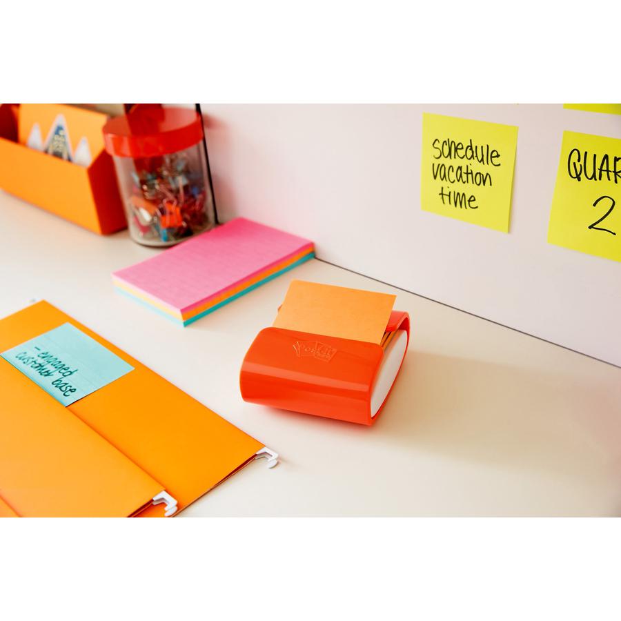 Post-it&reg; Super Sticky Dispenser Notes - Energy Boost Color Collection - 900 - 3" x 3" - Square - 90 Sheets per Pad - Unruled - Vital Orange, Tropical Pink, Sunnyside - Paper - Self-adhesive, Repos. Picture 2
