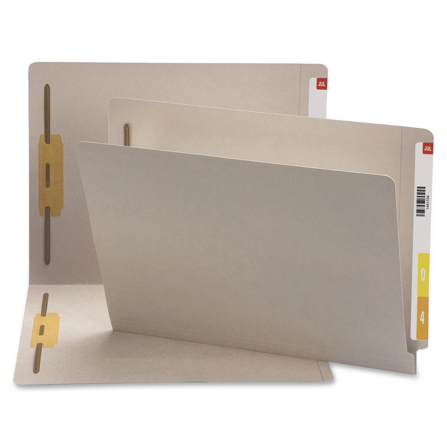 Smead Straight Tab Cut Letter Recycled Fastener Folder - 8 1/2" x 11" - 3/4" Expansion - 2 x 2B Fastener(s) - 2" Fastener Capacity for Folder - Gray - 10% Recycled - 50 / Box. Picture 2