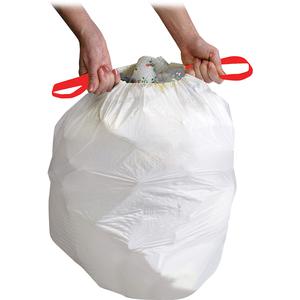 Genuine Joe White Flex Drawstring Trash Liners - Small Size - 13 gal - 24" Width x 25.13" Length x 0.90 mil (23 Micron) Thickness - Low Density - White - Resin - 60/Carton. Picture 4