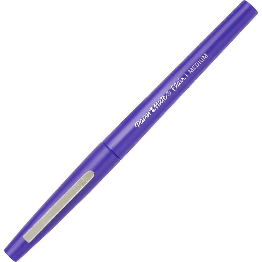 Paper Mate Flair Point Guard Felt Tip Marker Pens - Medium Pen Point - Purple Water Based Ink - Purple Barrel - 1 Dozen. Picture 2