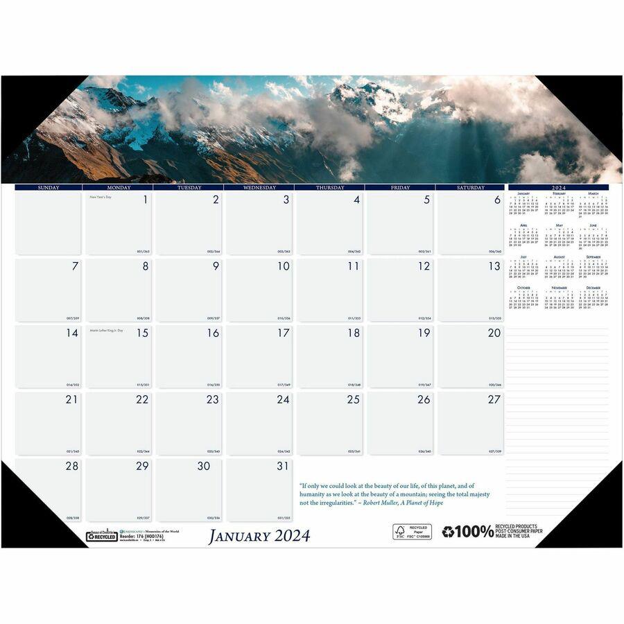 House of Doolittle EarthScapes Mountains Desk Pad - Julian Dates - Monthly - 1 Year - January 2022 till December 2022 - 1 Month Single Page Layout - 22" x 17" Sheet Size - 2.25" x 2.50" Block - Desk P. Picture 4