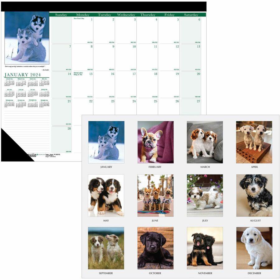 House of Doolittle Earthscapes Puppies Photo Desk Pad - Julian Dates - Monthly - 1 Year - January 2022 till December 2022 - 1 Day Single Page Layout - 22" x 17" Sheet Size - 2.88" x 2.25" Block - Desk. Picture 4