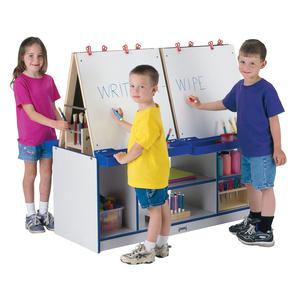 Jonti-Craft Rainbow Accents 4 Station Art Center - Freckled Gray, Teal Stand - Floor Standing - Assembly Required - 1 Each. Picture 2