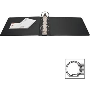 Business Source Round Ring Standard View Binders - 3" Binder Capacity - Letter - 8 1/2" x 11" Sheet Size - 625 Sheet Capacity - Ring Fastener(s) - 2 Internal Pocket(s) - Black - 1.50 lb - Concealed Ri. Picture 6