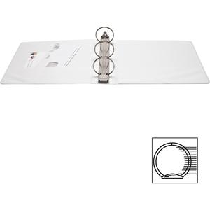 Business Source Round Ring Standard View Binders - 3" Binder Capacity - Letter - 8 1/2" x 11" Sheet Size - 625 Sheet Capacity - 3 x Ring Fastener(s) - 2 Internal Pocket(s) - White - 1.50 lb - Conceale. Picture 3