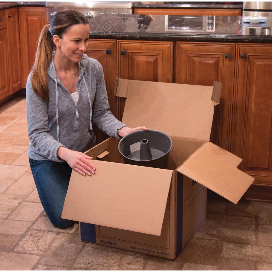SmoothMove&trade; Prime Moving Boxes, Medium - Internal Dimensions: 18" Width x 18" Depth x 16" Height - External Dimensions: 18.1" Width x 18.8" Depth x 16.6" Height - Lid Lock Closure - Medium Duty . Picture 3