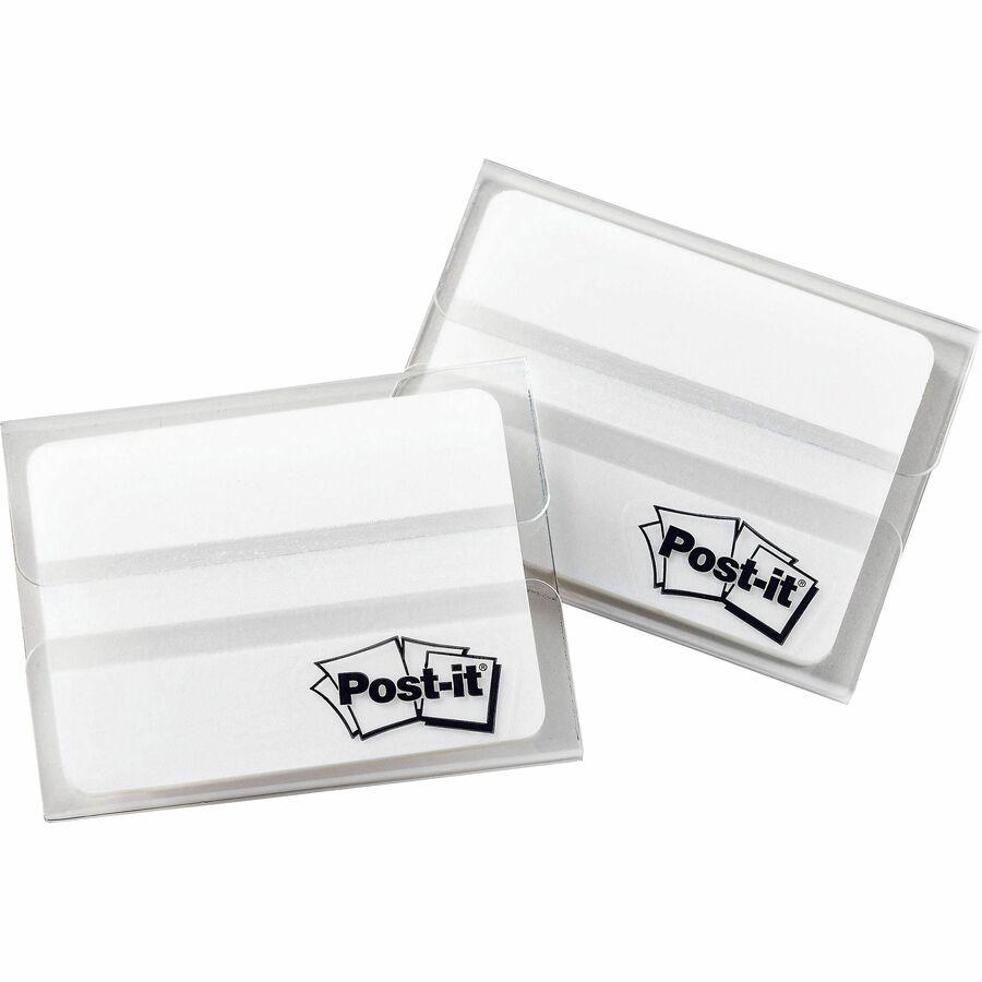 Post-it&reg; Durable Tabs - 1.50" Tab Height x 2" Tab Width - Removable - White Tab(s) - 50 / Pack. Picture 2