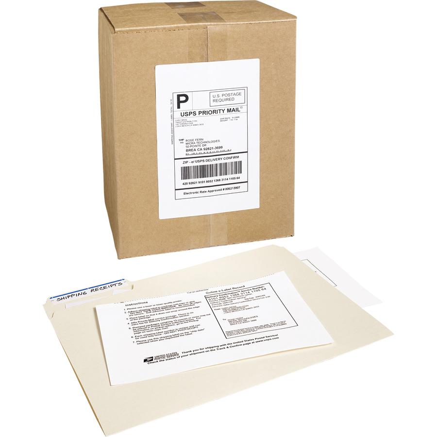 Avery&reg; Shipping Labels with Receipt, 5-1/16" x 7-5/8" , 50 Labels (5127) - 7 5/8" Length - Permanent Adhesive - Rectangle - Laser - White - Paper - 1 / Sheet - 50 Total Sheets - 50 Total Label(s) . Picture 2