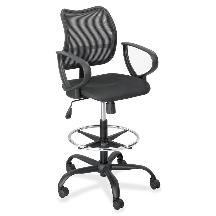 Safco Vue Extended Height Mesh Chair - Black Polyester Seat - Nylon Back - 5-star Base - Black - 1 Each. Picture 4