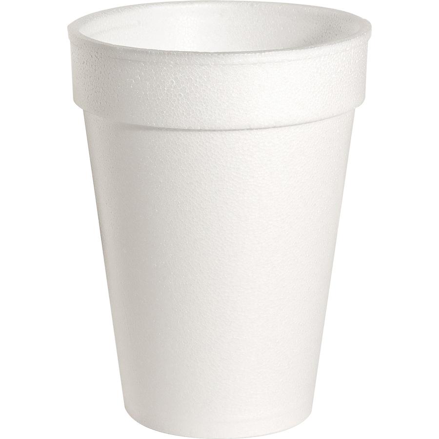 Genuine Joe 10 oz Hot/Cold Foam Cups - 25 / Pack - 40 / Carton - White - Foam - Hot Drink, Cold Drink. Picture 2