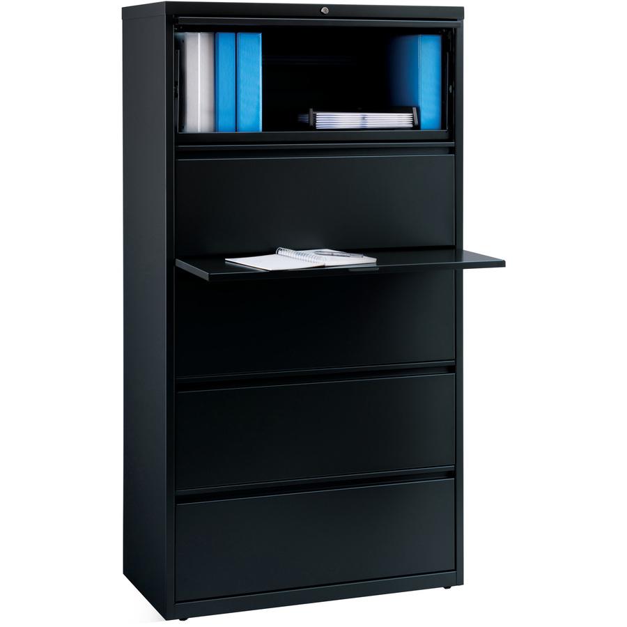 Lorell Fortress Series Lateral File w/Roll-out Posting Shelf - 36" x 18.6" x 67.7" - 5 x Drawer(s) for File - Letter, Legal, A4 - Lateral - Rust Proof, Interlocking, Leveling Glide, Ball-bearing Suspe. Picture 2