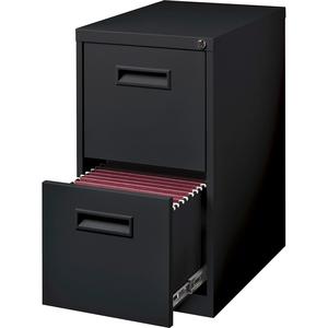 Lorell 22" File/File Mobile File Cabinet with Recessed Pull - 15" x 22.9" x 28" - 2 x Drawer(s) for File - Letter - Security Lock, Ball-bearing Suspension - Black - Powder Coated - Steel - Recycled. Picture 8