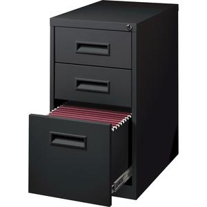 Lorell 22" Box/Box/File Mobile File Cabinet with Recessed Pull - 15" x 22" x 27.8" - 3 x Drawer(s) for Box, File - Letter - Security Lock, Ball-bearing Suspension - Black - Powder Coated - Steel - Rec. Picture 8