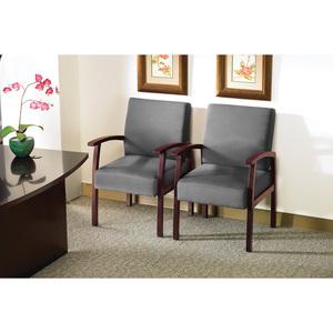 Lorell Thickly Padded Guest Chair - Mahogany Frame - Four-legged Base - Charcoal - 1 Each. Picture 7