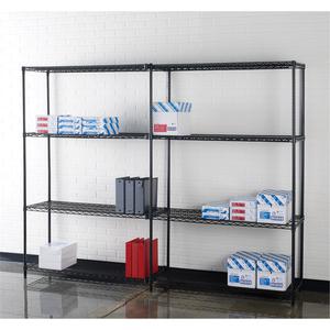 Lorell Industrial Wire Starter Shelving Unit - 48" x 24" x 72" - 4 x Shelf(ves) - 4000 lb Load Capacity - Black - Steel. Picture 4