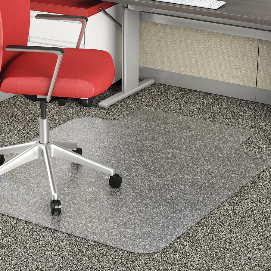 Lorell Wide Lip Low-pile Chairmat - Carpeted Floor - 60" Length x 45" Width x 0.122" Thickness - Lip Size 12" Length x 25" Width - Vinyl - Clear - 1Each. Picture 3
