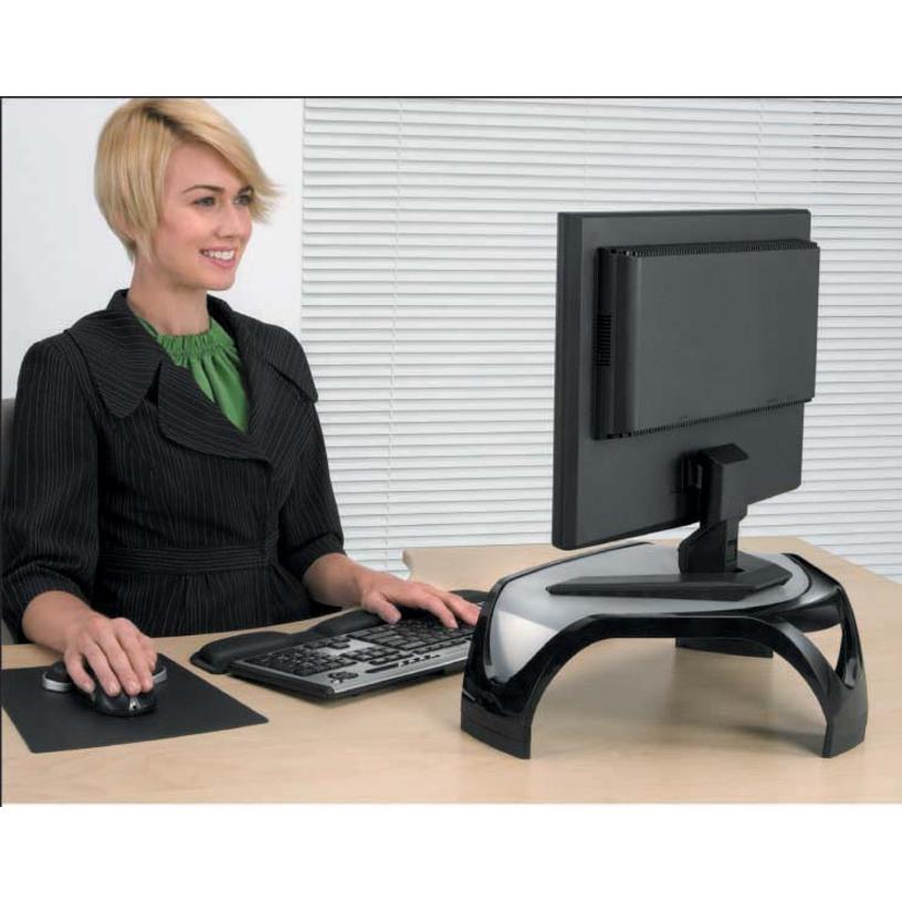 Fellowes Smart Suites&trade; Corner Monitor Riser - Up to 21" Screen Support - 40 lb Load Capacity - Flat Panel Display Type Supported - 5.1" Height x 18.5" Width x 12.5" Depth - Desktop - Acrylonitri. Picture 2