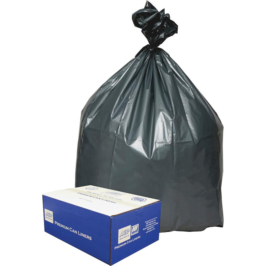 Berry Super Heavy-Duty Platinum Plus Liners - Medium Size - 30 gal/200 lb Capacity - 30" Width x 36" Length - 1.35 mil (34 Micron) Thickness - Gray - Resin - 100/Carton - Industrial Trash - Recycled. Picture 2