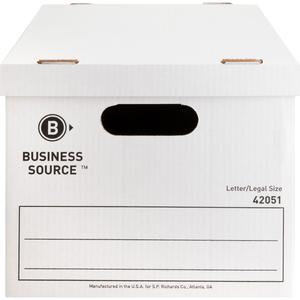 Business Source Economy Storage Box with Lid - External Dimensions: 12" Width x 15" Depth x 10"Height - 350 lb - Media Size Supported: Legal, Letter - Light Duty - Stackable - White - For File - Recyc. Picture 4