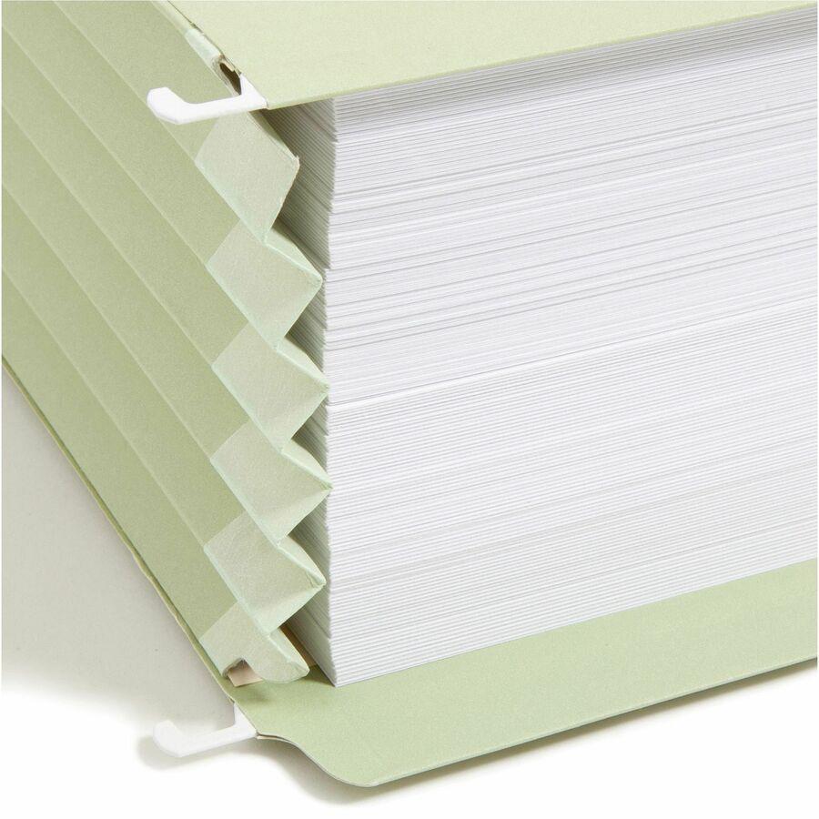 Smead FasTab 1/3 Tab Cut Legal Recycled Hanging Folder - 8 1/2" x 14" - 5 1/4" Expansion - Top Tab Location - Assorted Position Tab Position - Moss - 10% Recycled - 9 / Box. Picture 2