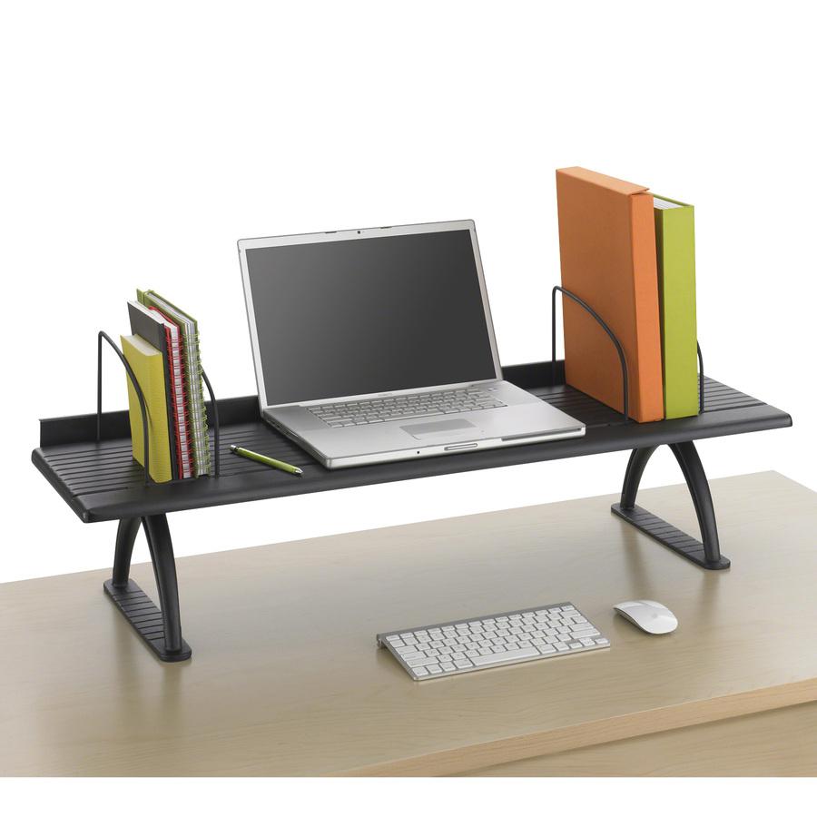 Safco Retainer Lip Desk Riser - 8.3" Height x 42" Width x 12.3" Depth - Swivel - Black - Melamine - 1 Each. Picture 4