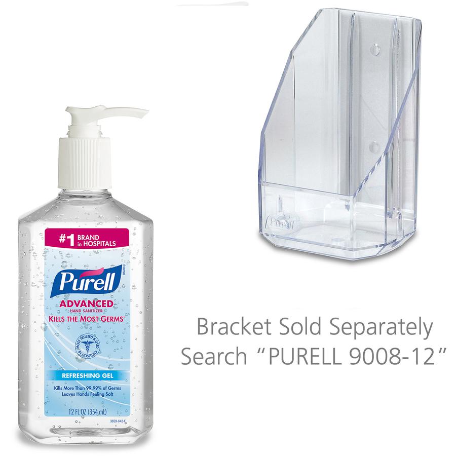 PURELL&reg; Hand Sanitizer Gel - Clean Scent - 12 fl oz (354.9 mL) - Pump Bottle Dispenser - Multipurpose - Moisturizing - Clear - Triclosan-free, Paraben-free, Phthalate-free - 12 / Carton. Picture 2