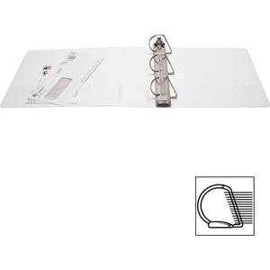 Business Source Basic D-Ring White View Binders - 2" Binder Capacity - Letter - 8 1/2" x 11" Sheet Size - D-Ring Fastener(s) - Polypropylene - White - 1.50 lb - Clear Overlay - 1 Each. Picture 3