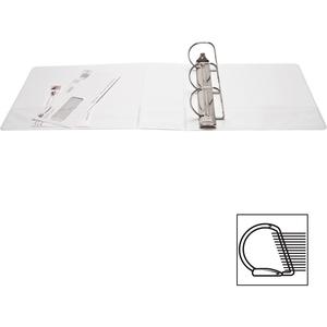 Business Source Basic D-Ring White View Binders - 4" Binder Capacity - Letter - 8 1/2" x 11" Sheet Size - D-Ring Fastener(s) - Polypropylene - White - 1.75 lb - Clear Overlay - 1 Each. Picture 10