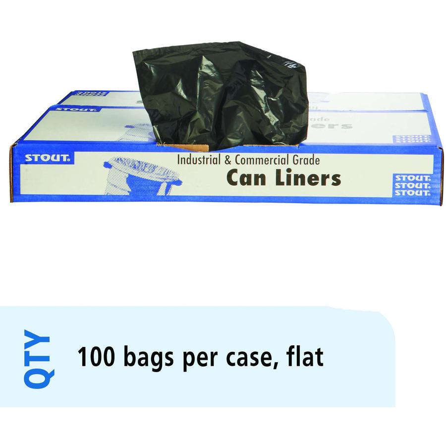 Stout Recycled Content Trash Bags - 60 gal - 38" Width x 60" Length x 1.50 mil (38 Micron) Thickness - Brown - 100/Carton - Office, Industry, Home. Picture 2