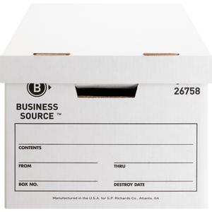 Business Source Lift-off Lid Heavy-Duty Storage Box - External Dimensions: 12" Width x 15" Depth x 10"Height - Media Size Supported: Legal, Letter - Lift-off Closure - Heavy Duty - Stackable - Cardboa. Picture 6