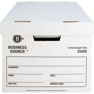 Business Source Quick Setup Medium-Duty Storage Box - External Dimensions: 12" Width x 15" Depth x 10"Height - Media Size Supported: Legal, Letter - Lift-off Closure - Medium Duty - Stackable - White . Picture 8