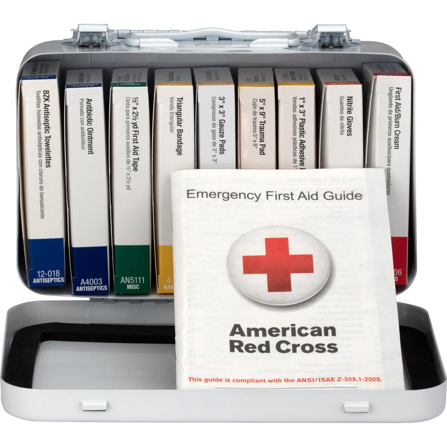 First Aid Only 10-unit ANSI 64-piece First Aid Kit - 64 x Piece(s) For 10 x Individual(s) - 4.5" Height x 7.5" Width x 2.4" Depth Length - Metal Case - 1 Each. Picture 3