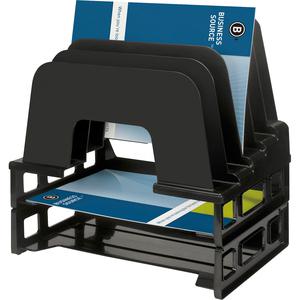 Business Source Large Step Incline Organizer - 9" Height x 9.1" Width x 13.4" Depth - Desktop - 25% Recycled - Plastic - 1 Each. Picture 2