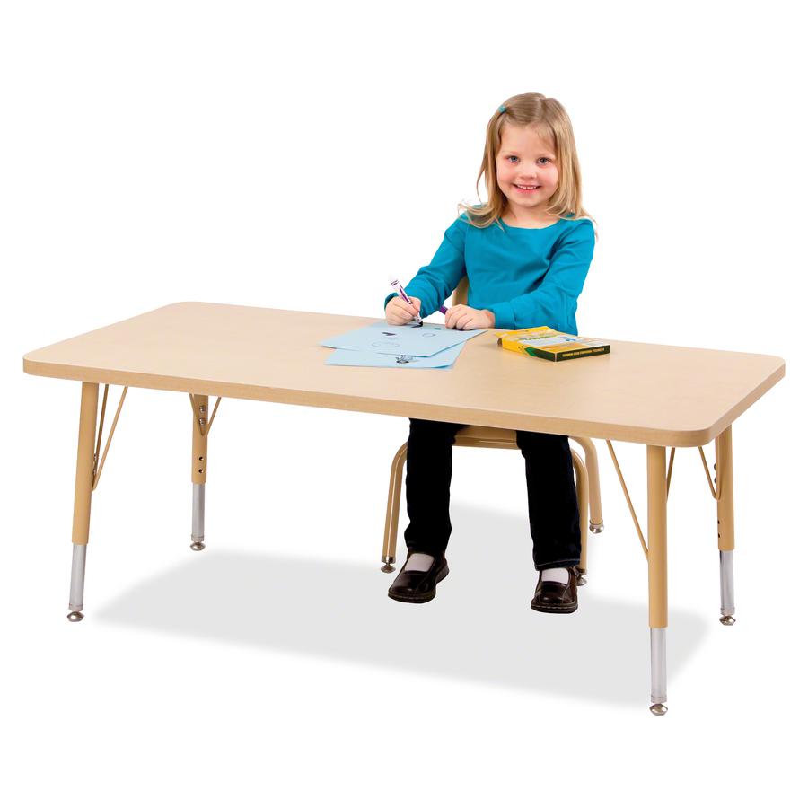 Jonti-Craft Berries Elementary Height Color Top Rectangle Table - Black Oak Rectangle, Laminated Top - Four Leg Base - 4 Legs - Adjustable Height - 15" to 24" Adjustment - 36" Table Top Length x 24" T. Picture 3