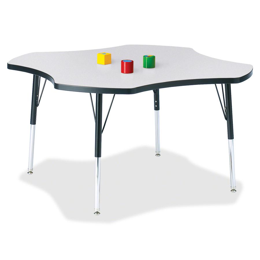 Jonti-Craft Berries Prism Four-Leaf Student Table - Black, Laminated Top - Four Leg Base - 4 Legs - Adjustable Height - 24" to 31" Adjustment x 1.13" Table Top Thickness x 48" Table Top Diameter - 31". Picture 2