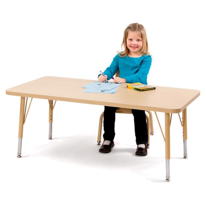 Jonti-Craft Berries Elementary Height Color Edge Rectangular Table - Gray Rectangle, Laminated Top - Four Leg Base - 4 Legs - Adjustable Height - 15" to 24" Adjustment - 60" Table Top Length x 30" Tab. Picture 2