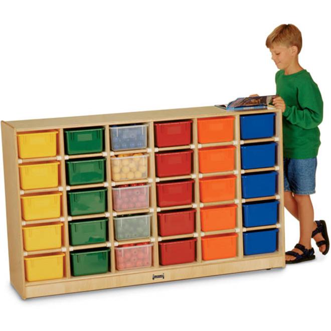 Jonti-Craft Rainbow Accents 30 Cubbie-trays Mobile Storage Unit - 30 Compartment(s) - 35.5" Height x 57.5" Width x 15" Depth - Durable, Non-yellowing - Baltic - Rubber, Acrylic - 1 Each. Picture 2