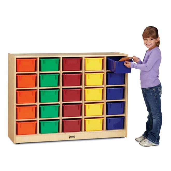 Jonti-Craft Rainbow Accents 25 Cubbie-trays Mobile Storage Unit - 35.5" Height x 48" Width x 15" Depth - Durable - Baltic - Acrylic, Rubber - 1 Each. Picture 3