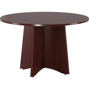 Lorell Essentials Round Conference Table Base - 24" x 24" x 29" - Material: Wood - Finish: Laminate, Mahogany - Leveling Glide. Picture 2