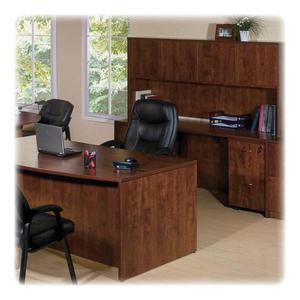 Lorell Essentials Bowfront Desk Shell - 70.9" x 41.4" x 29.5" - Finish: Cherry, Laminate. Picture 2