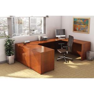 Lorell Essentials Rectangular Desk Shell - 70.9" x 35.4" x 29.5" - Finish: Cherry, Laminate. Picture 2