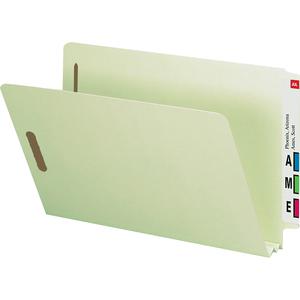 Nature Saver Legal Recycled End Tab File Folder - 8 1/2" x 14" - 2" Expansion - 2" Fastener Capacity for Folder - Pressboard - Gray/Green - 100% Recycled - 25 / Box. Picture 3