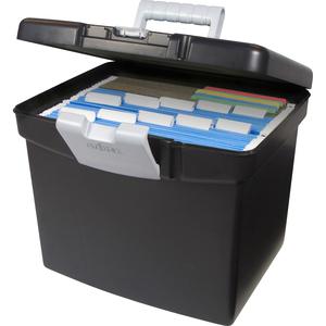 Storex Portable Storage Box - External Dimensions: 14.9" Length x 11" Width x 12.1"Height - Media Size Supported: Letter - Snap-tight Closure - Plastic - Black - For File - Recycled - 1 / Carton. Picture 5