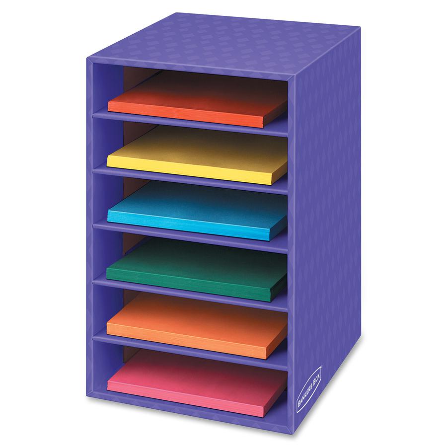 Fellowes 6 Compartment Shelf Organizer - 6 Compartment(s) - Compartment Size 2.63" x 11" x 13" - 18" Height x 11.9" Width x 13.3" DepthDesktop - Sturdy - 60% Recycled - Purple - Corrugated Paper - 1 E. Picture 5